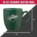 Rico Industries NHL Hockey Minnesota Wild Green 16 oz Team Color Laser Engraved Speckled Ceramic Coffee Mug