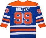 Mitchell & Ness Youth Wayne Gretzky Edmonton Oilers 1986-87 Replica Play Player Jersey (US, Alpha, Small, Medium, Regular, Blue)