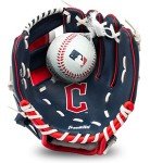 Franklin Sports MLB Youth Tee Ball Glove and Ball Set - Kids Cleveland Guardians Baseball and Tee Ball Glove and Ball - Perfect First Kids Glove - 9.5", Orange/Black