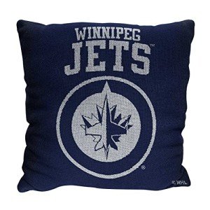 NORTHWEST NHL Decorative Pillows- Enhance Your Space with Woven Throw Pillows - 14" x 14" - Playing Field at Your Home (Winnipeg Jets - Navy)