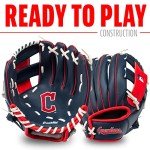 Franklin Sports MLB Youth Tee Ball Glove and Ball Set - Kids Cleveland Guardians Baseball and Tee Ball Glove and Ball - Perfect First Kids Glove - 9.5", Orange/Black