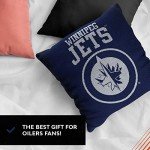 NORTHWEST NHL Decorative Pillows- Enhance Your Space with Woven Throw Pillows - 14" x 14" - Playing Field at Your Home (Winnipeg Jets - Navy)