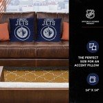 NORTHWEST NHL Decorative Pillows- Enhance Your Space with Woven Throw Pillows - 14" x 14" - Playing Field at Your Home (Winnipeg Jets - Navy)