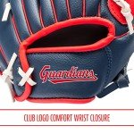 Franklin Sports MLB Youth Tee Ball Glove and Ball Set - Kids Cleveland Guardians Baseball and Tee Ball Glove and Ball - Perfect First Kids Glove - 9.5", Orange/Black