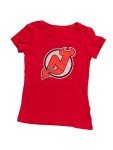 Calhoun NHL Surf & Skate Women's Distressed Print Fitted Crew Neck Premium T-Shirt (New Jersey Devils, Large)