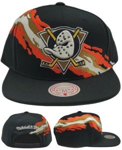 Mitchell & Ness Anaheim Ducks New NHL Retro Paintbrush Black Orange Era Snapback Hat Cap