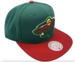 Mitchell & Ness Minnesota Wild NHL 2 Tone Side Patch Snapback Hat Cap - Green/Red