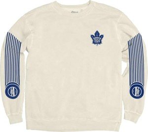 Blue 84 Standard NHL Officially Licensed Crewneck Sweatshirt Ringspun Ivory Sleeveshot