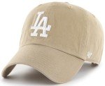47 MLB Khaki White Primary Logo Clean Up Adjustable Strap Hat Cap, Adult One Size Fits All (Los Angeles Dodgers)