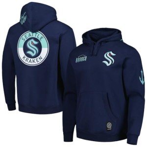 Mitchell & Ness Seattle Kraken Ice Breaker Hoodie (US, Alpha, Small, Regular, Regular, Navy Blue)