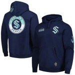 Mitchell & Ness Seattle Kraken Ice Breaker Hoodie (US, Alpha, Small, Regular, Regular, Navy Blue)
