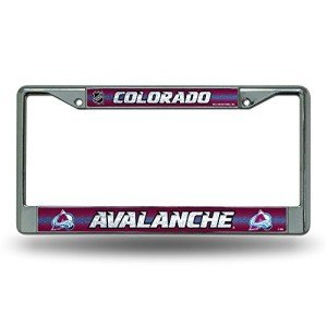 Rico Industries NHL Bling Chrome License Plate Frame with Glitter Accent, Colorado Avalanche