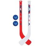 Franklin Sports Washington Capitals NHL Mini Hockey Stick Set - NHL Team Knee Hockey Stick and Ball Set - Two Players - Great Toy for Kids