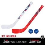Franklin Sports Washington Capitals NHL Mini Hockey Stick Set - NHL Team Knee Hockey Stick and Ball Set - Two Players - Great Toy for Kids