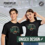 Wright & Ditson NHL Adult Powerplay Heathered Unisex T-Shirt - 100% Cotton - Tagless and Comfortable (Minnesota Wild - Black Heather, XXX-Large)