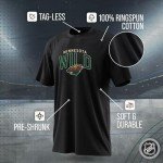 Wright & Ditson NHL Adult Powerplay Heathered Unisex T-Shirt - 100% Cotton - Tagless and Comfortable (Minnesota Wild - Black Heather, XXX-Large)