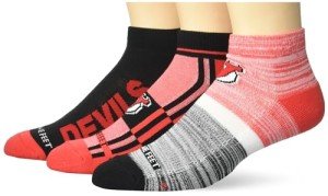 For Bare Feet NHL NEW JERSEY DEVILS Stripe Stack 3 Pack Ankle Sock Team Colors Large