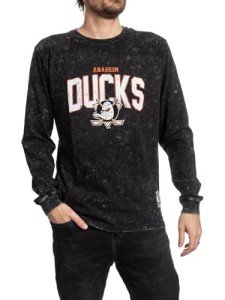 Calhoun NHL Surf & Skate Mens Acid Wash Long Sleeve Cotton Shirt (Anaheim Ducks, Large)