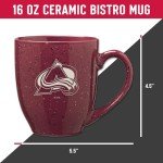 Rico Industries NHL Hockey Colorado Avalanche 16 oz Team Color Laser Engraved Speckled Ceramic Coffee Mug