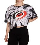 Calhoun NHL Surf & Skate Womens Oversize Drop Shoulder Crop T-Shirt – The Sunset Collection (Carolina Hurricanes, Small/Medium)