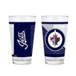 Rico Industries NHL Hockey Winnipeg Jets 16 oz Pint Glasses with Digitally Printed Logo, Set of 2 Classic Drinking Glasses, for Fans, Dishwasher Safe