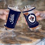 Rico Industries NHL Hockey Winnipeg Jets 16 oz Pint Glasses with Digitally Printed Logo, Set of 2 Classic Drinking Glasses, for Fans, Dishwasher Safe