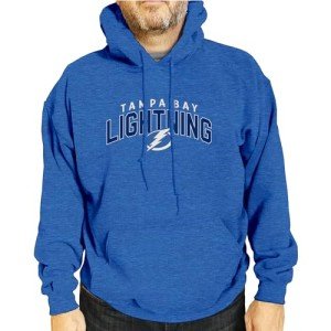 Wright & Ditson NHL Adult Unisex Powerplay Hooded Sweatshirt - Cotton Poly Fleece - Tagless and Comfortable (Tampa Bay Lightning - Royal, X-Large)