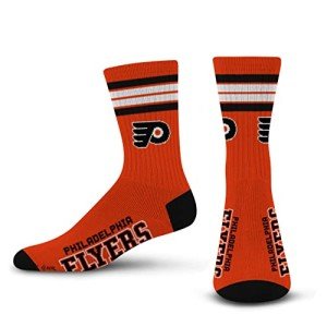 For Bare Feet NHL Philadelphia Flyers 4 Stripe Deuce Crew Sock Team Color MEDIUM