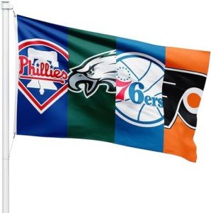 3x5 Philadelphi'a Four Teams Sports Fans Flag - Eagles, Phillies, Flyers, and 76ers - Heavy Duty Polyester, Vivid Color, Fade-Proof