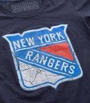 Calhoun NHL Surf & Skate Women's Distressed Print Fitted Crew Neck Premium T-Shirt (New York Rangers, Large)