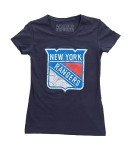 Calhoun NHL Surf & Skate Women's Distressed Print Fitted Crew Neck Premium T-Shirt (New York Rangers, Large)