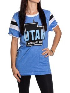 Calhoun NHL Utah Hockey Club Ladies Loose Fit Varsity Style Retro Lounge T-Shirt (Small)