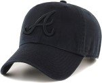 47 MLB Unisex-Adult Black/Black Clean Up Adjustable Hat Cap - One Size (US, Alpha, One Size, Atlanta Braves)