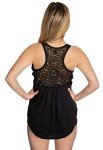 Calhoun NHL Colorado Avalanche Ladies Flowy Racerback Crochet Lace Tank Top Black