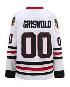 PSOOO Griswold #00 Movie Hockey Jerseys Stitched Letters and Numbers White