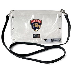 Littlearth Florida Panthers NHL Clear Envelope Purse with Black Fashion Strap