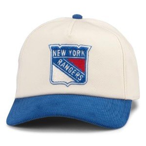 AMERICAN NEEDLE New York Rangers NHL Burnett Adjustable Snapback Baseball Hat, Cream/Royal (23020A-NYR-CRRY)