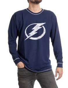Calhoun Mens Officially Licensed NHL French Terry Long Sleeve Rashguard (Large, Tampa Bay Lightning)