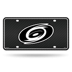 Rico Industries NHL Carolina Hurricanes Carbon Fiber Metal Auto Tag 8.5" x 11" - Great for Truck/Car/SUV