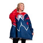 FOCO NHL Washington Capitals Unisex Reversible Oversized Sherpa Hoodie Sweatshirt Colorblock Hoodeez, One Size (HDONHSMURBUSQVC)