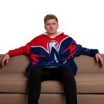 FOCO NHL Washington Capitals Unisex Reversible Oversized Sherpa Hoodie Sweatshirt Colorblock Hoodeez, One Size (HDONHSMURBUSQVC)