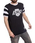 Calhoun NHL Surf & Skate Mens Shoulder Stripe Vintage Varsity Inset Sleeve Retro Style T-Shirt (Large, Los Angeles Kings)