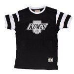 Calhoun NHL Surf & Skate Mens Shoulder Stripe Vintage Varsity Inset Sleeve Retro Style T-Shirt (Large, Los Angeles Kings)