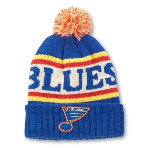 AMERICAN NEEDLE NHL St. Louis Blues National Hockey League Team Pillow Line Knit Beanie Cap (23012A-SLB-RIYR)