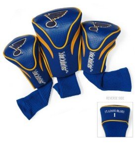 Team Golf NHL St Louis Blues Contour Golf Club Headcovers (3 Count) Numbered 1, 3, & X, Fits Oversized Drivers, Utility, Rescue & Fairway Clubs, Velour lined for Extra Club Protection