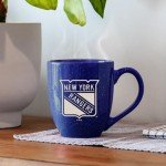 Rico Industries NHL Hockey New York Rangers Royal 16 oz Team Color Laser Engraved Speckled Ceramic Coffee Mug