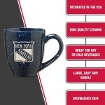 Rico Industries NHL Hockey New York Rangers Royal 16 oz Team Color Laser Engraved Speckled Ceramic Coffee Mug