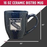 Rico Industries NHL Hockey New York Rangers Royal 16 oz Team Color Laser Engraved Speckled Ceramic Coffee Mug