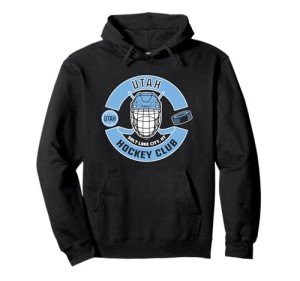 Utah Hockey Club Mask Black Officially Licensed Pullover Hoodie