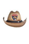 Calhoun NHL Surf & Skate Team Logo Straw Beach Cowboy Hat with Curved Brim (Florida Panthers)
